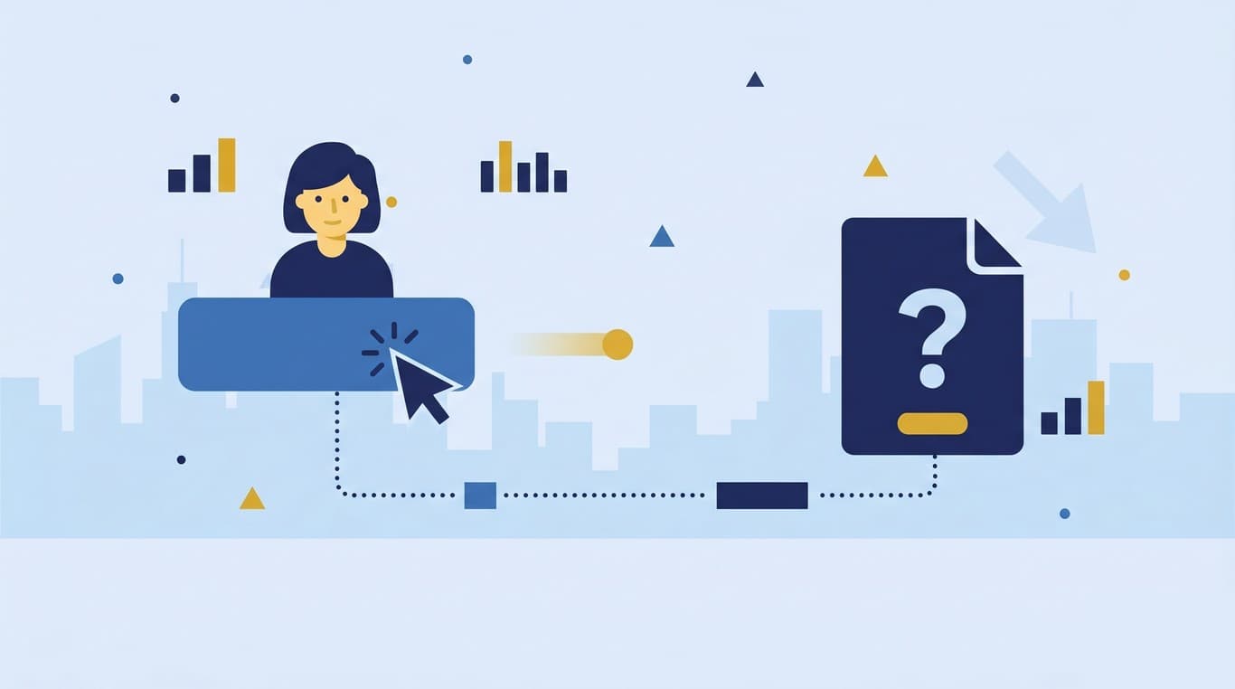 リスティング広告のクリック後、受け皿となるランディングページで離脱が起きている様子を表した図